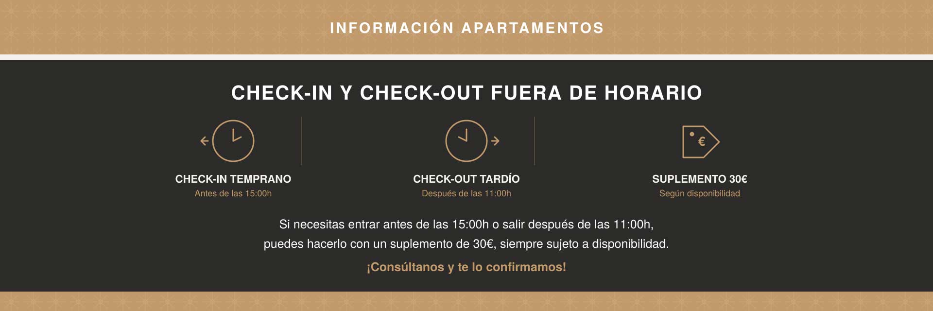 Aviso de checkin y checkout en Apartamentos Ca Gracia